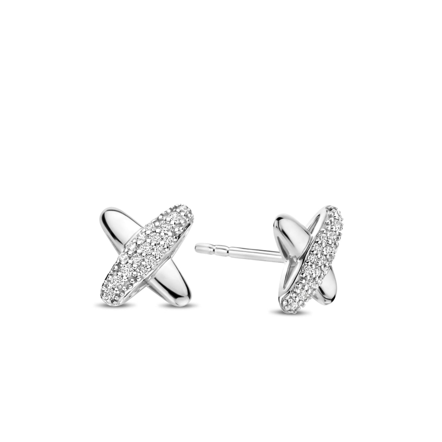 Sterling Silver Ladies Cubic Zirconia Cross Earrings 7982ZI