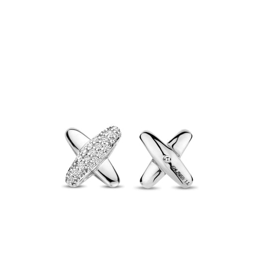 Sterling Silver Ladies Cubic Zirconia Cross Earrings 7982ZI