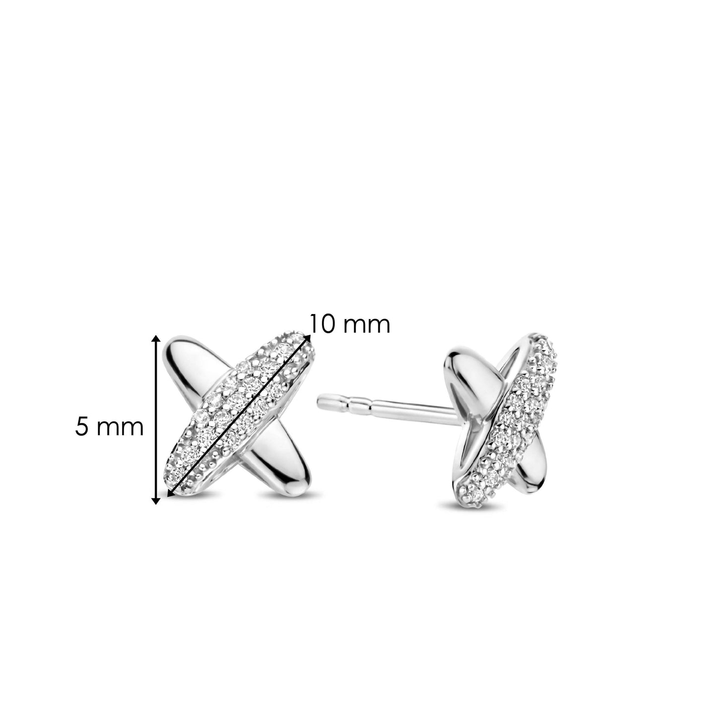 Sterling Silver Ladies Cubic Zirconia Cross Earrings 7982ZI