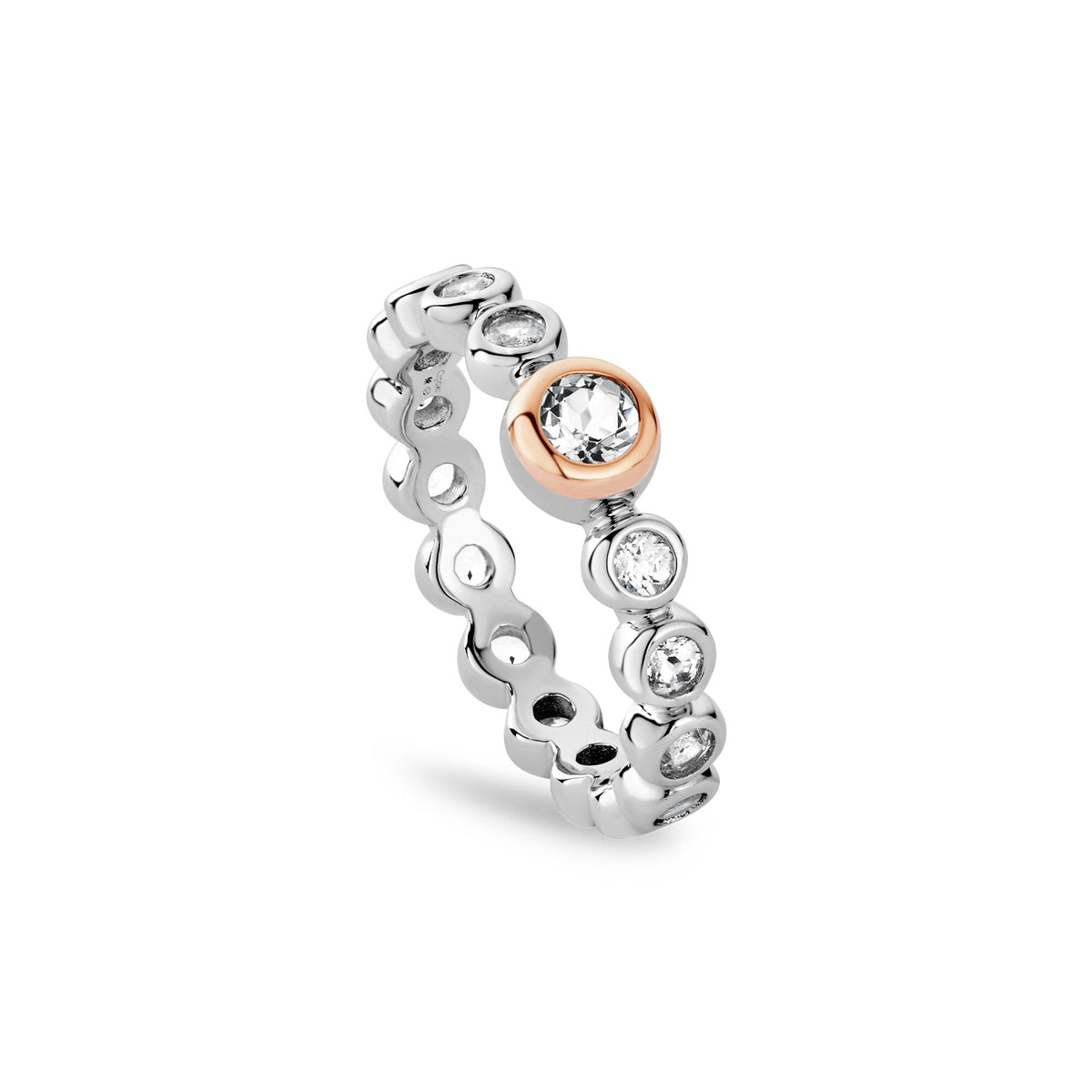 Silver & Welsh Gold Ladies Celebration Tennis Ring 3SCLC0797