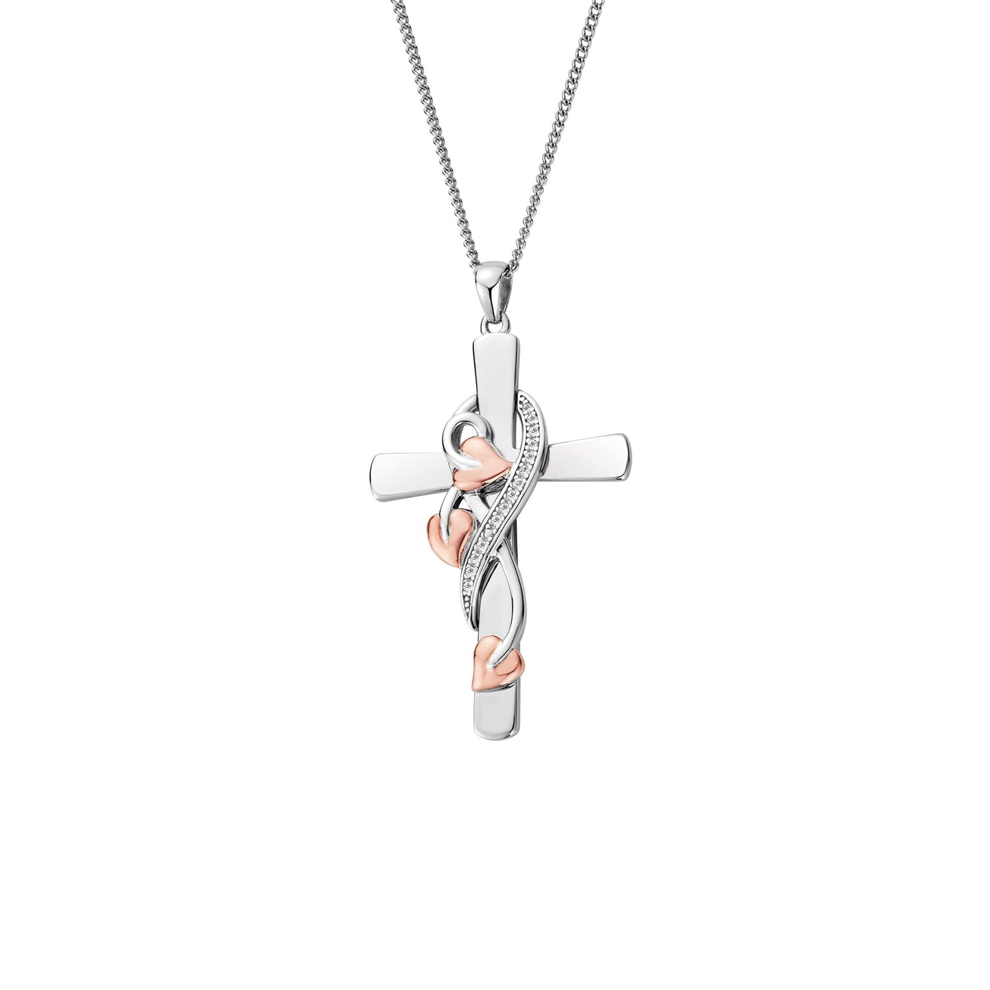 Silver & Welsh Gold Ladies Tree of Life Vine Cross 3STOLCDCP