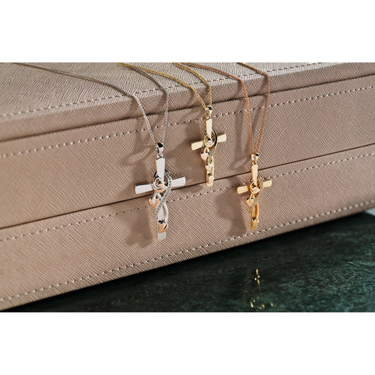 Silver & Welsh Gold Ladies Tree of Life Vine Cross 3STOLCDCP