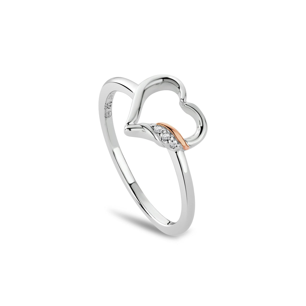 Silver & Welsh Gold Past, Present & Future Heart Ring 3SPPF0801