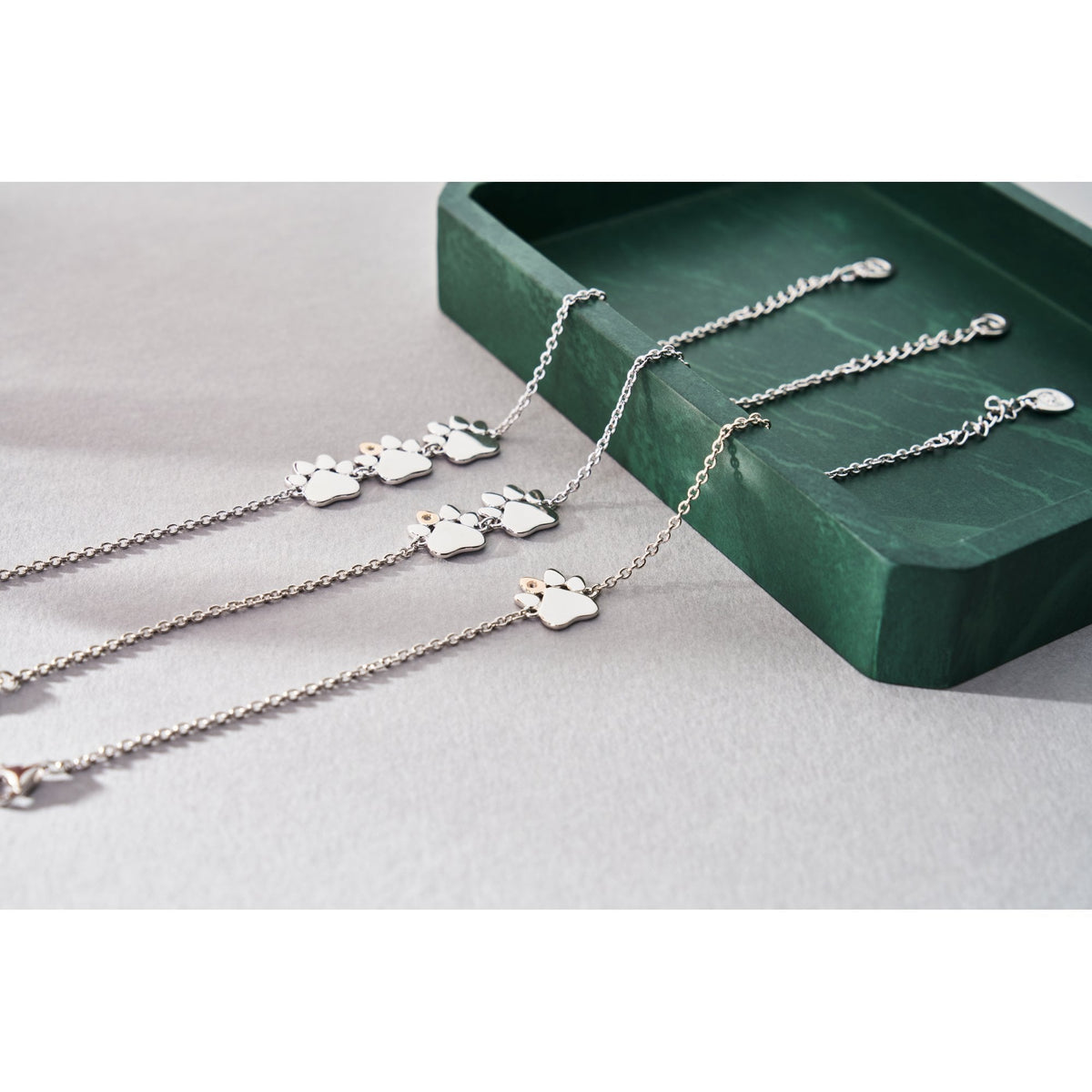 Silver & Gold Ladies Paw Prints Triple Paw Bracelet 3SPWP0824