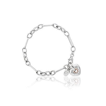 Silver & Gold Cariad Sparkle Topaz Heart Bracelet 3SCRS0156