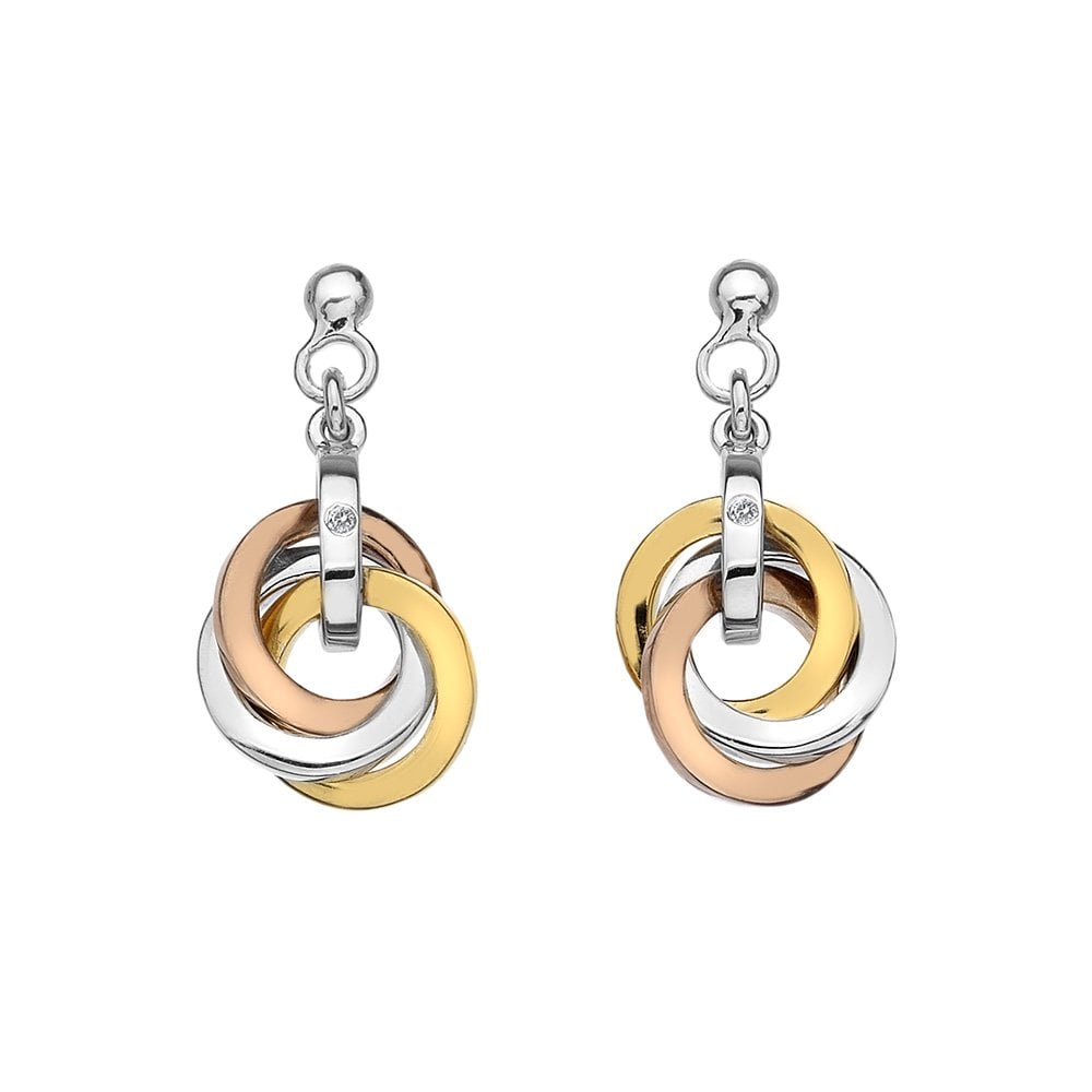 Ladies Sterling Silver Calm Trio Diamond Drop Earrings DE389
