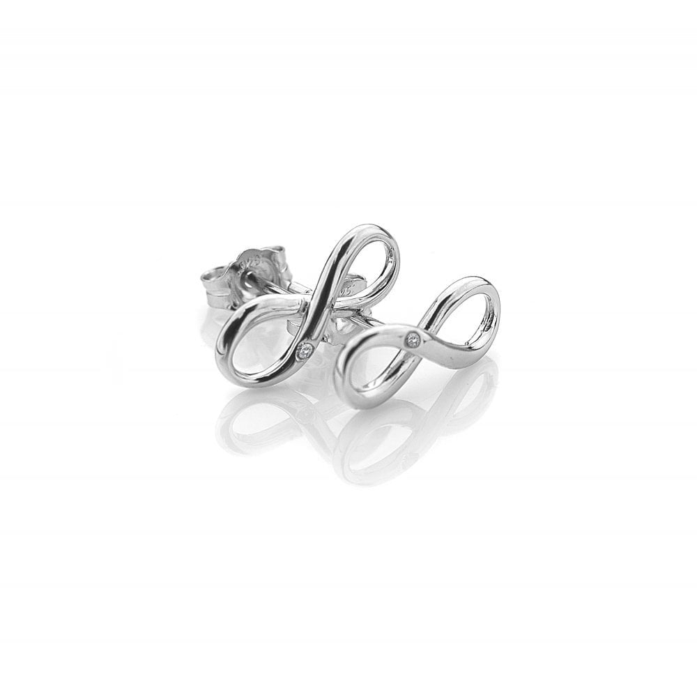 Silver Ladies Diamond Stud Earrings Forever Infinity DE390