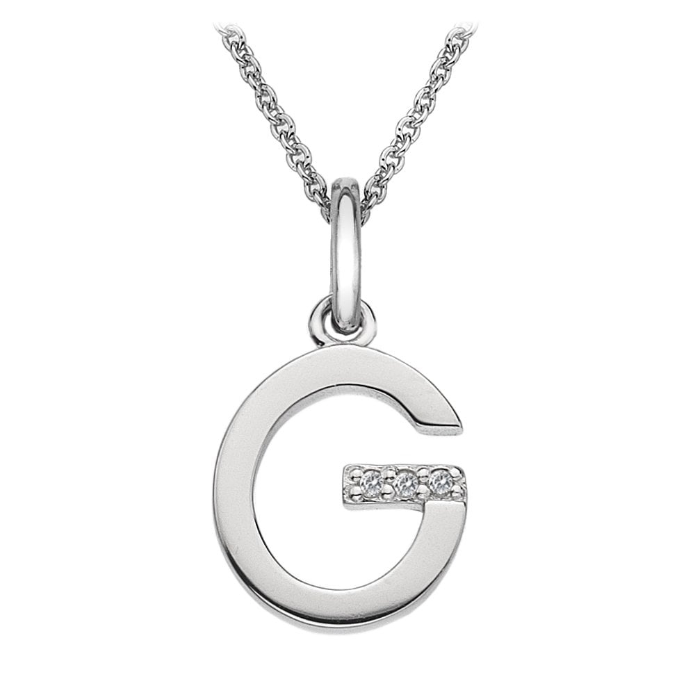 Sterling Silver Initial G Diamond Pendant DP407