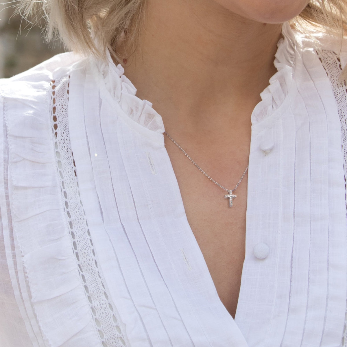 Sterling Silver Striking Ladies Cross Pendant DP696