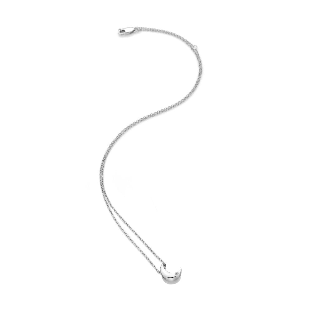 Silver Ladies Diamond Amulet Crescent Moon Pendant DP723
