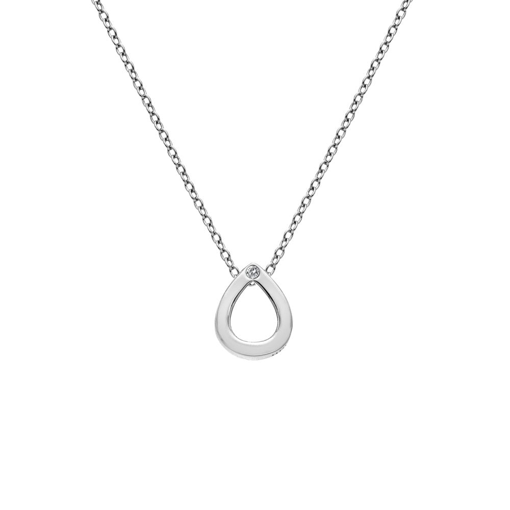 Sterling Silver Ladies Diamond Teardrop Pendant DP746