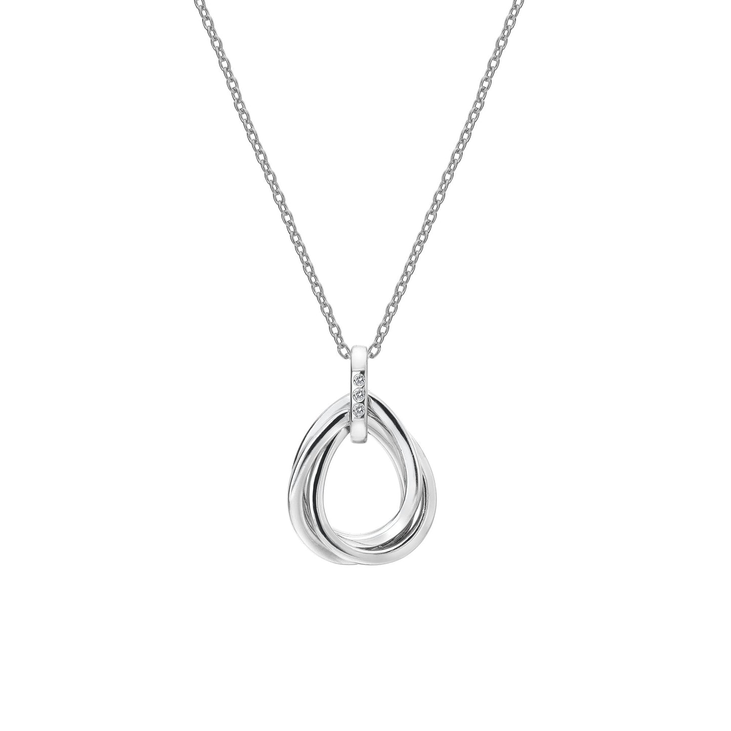 Sterling Silver Trio Teardrop Diamond Pendant DP779