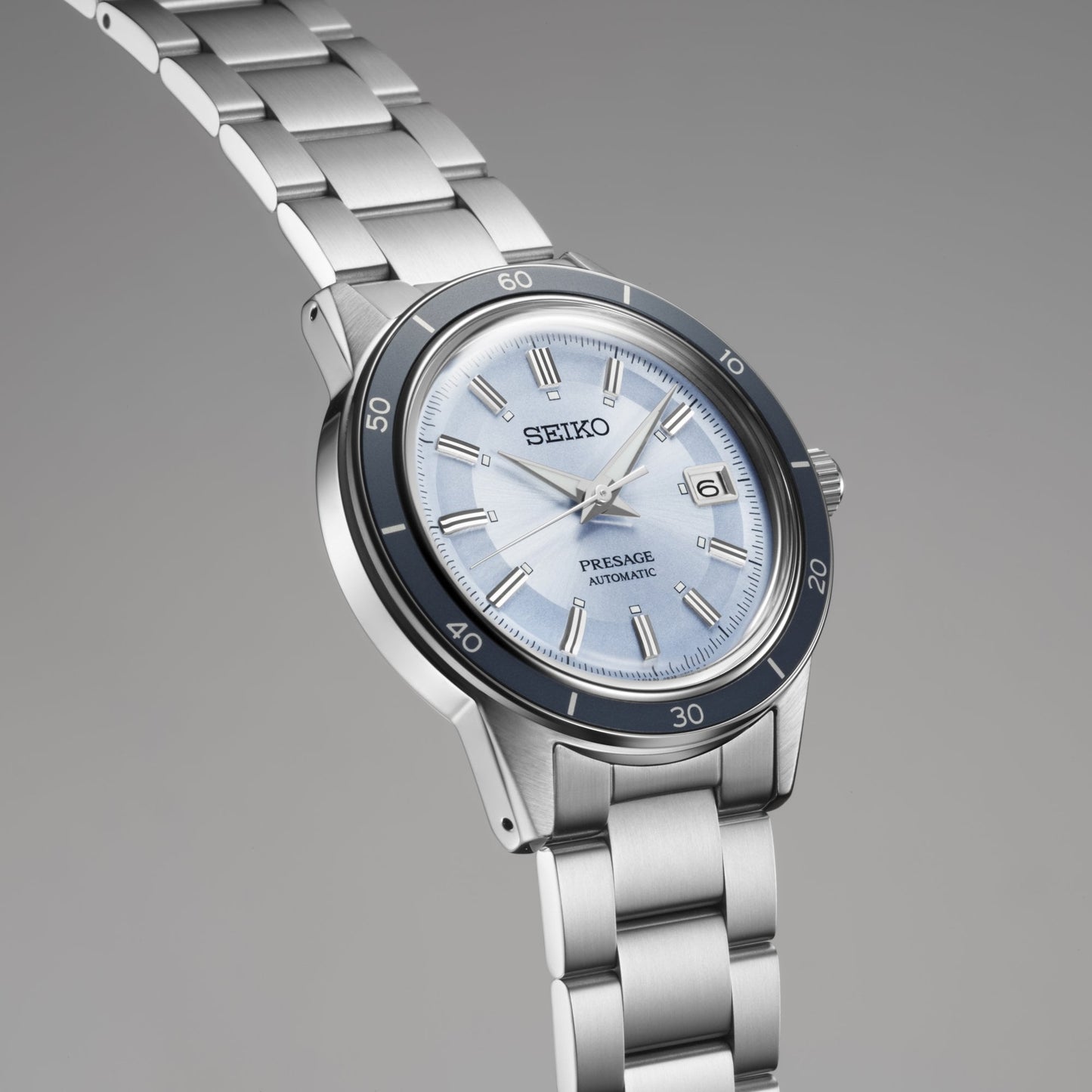 Presage Steel Automatic Style 60s Watch in Retro Blue SRPL19J1
