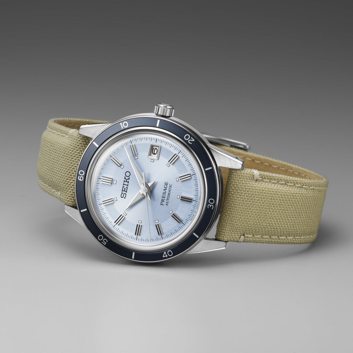 Presage Steel Automatic Style 60s Watch in Retro Blue SRPL19J1