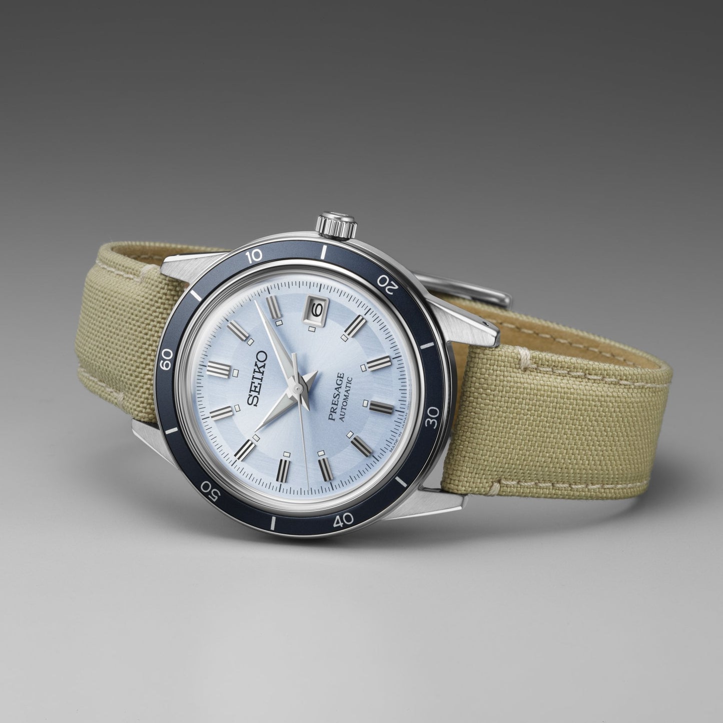 Presage Steel Automatic Style 60s Watch in Retro Blue SRPL19J1