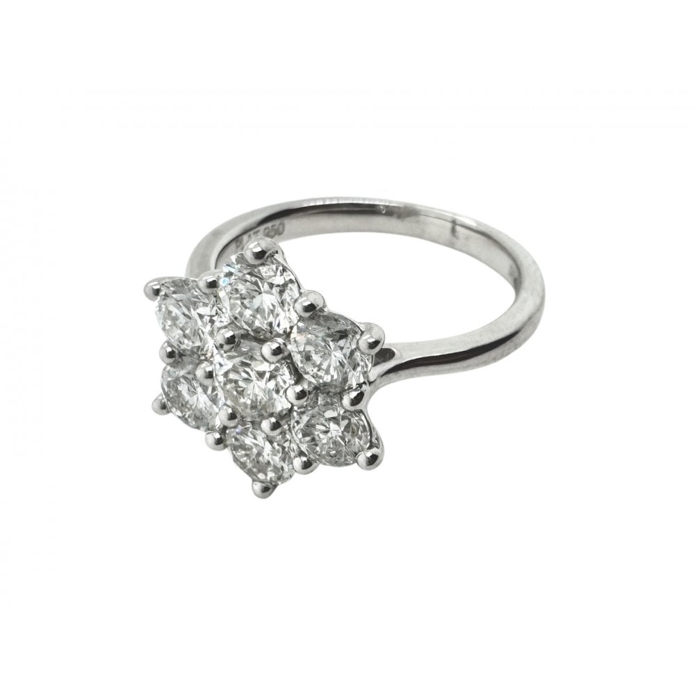 Platinum Ladies Diamond 2 Carat Cluster Ring