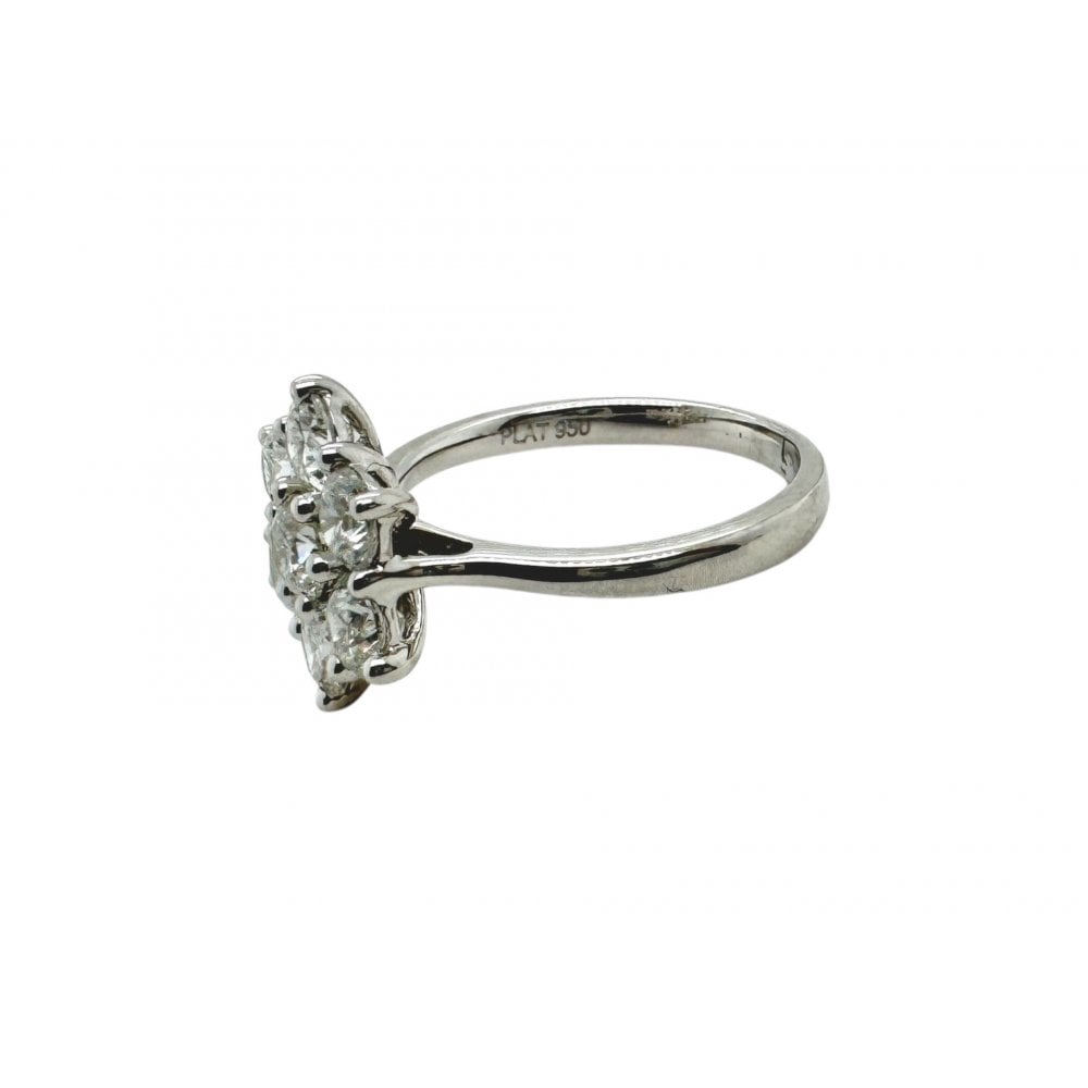 Platinum Ladies Diamond 2 Carat Cluster Ring