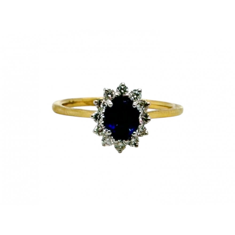 18ct Ladies Sapphire and Diamond Cluster Ring