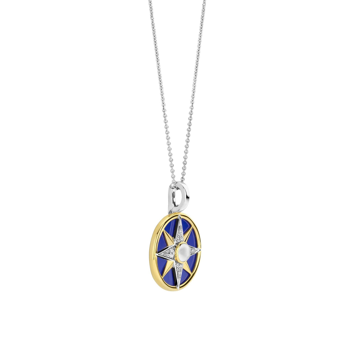Silver Ladies Lapis Mother Of Pearl & CZ Star Pendant 6823BL