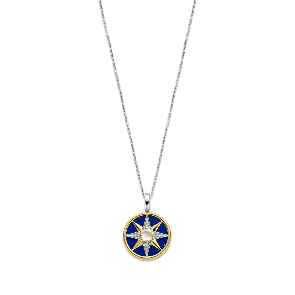 Silver Ladies Lapis Mother Of Pearl & CZ Star Pendant 6823BL