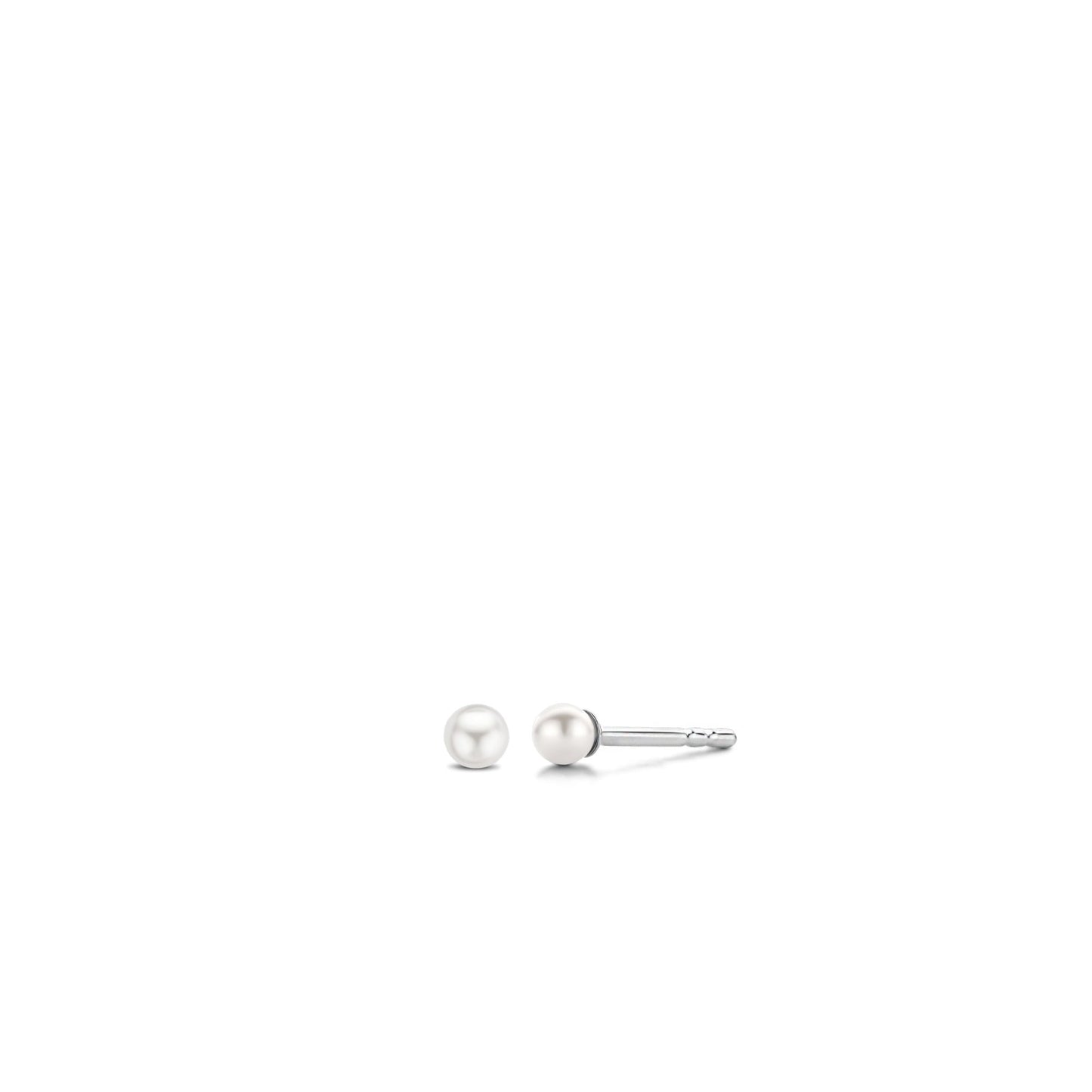 Sterling Silver Ladies Simulated Pearl Stud Earrings 7841PW