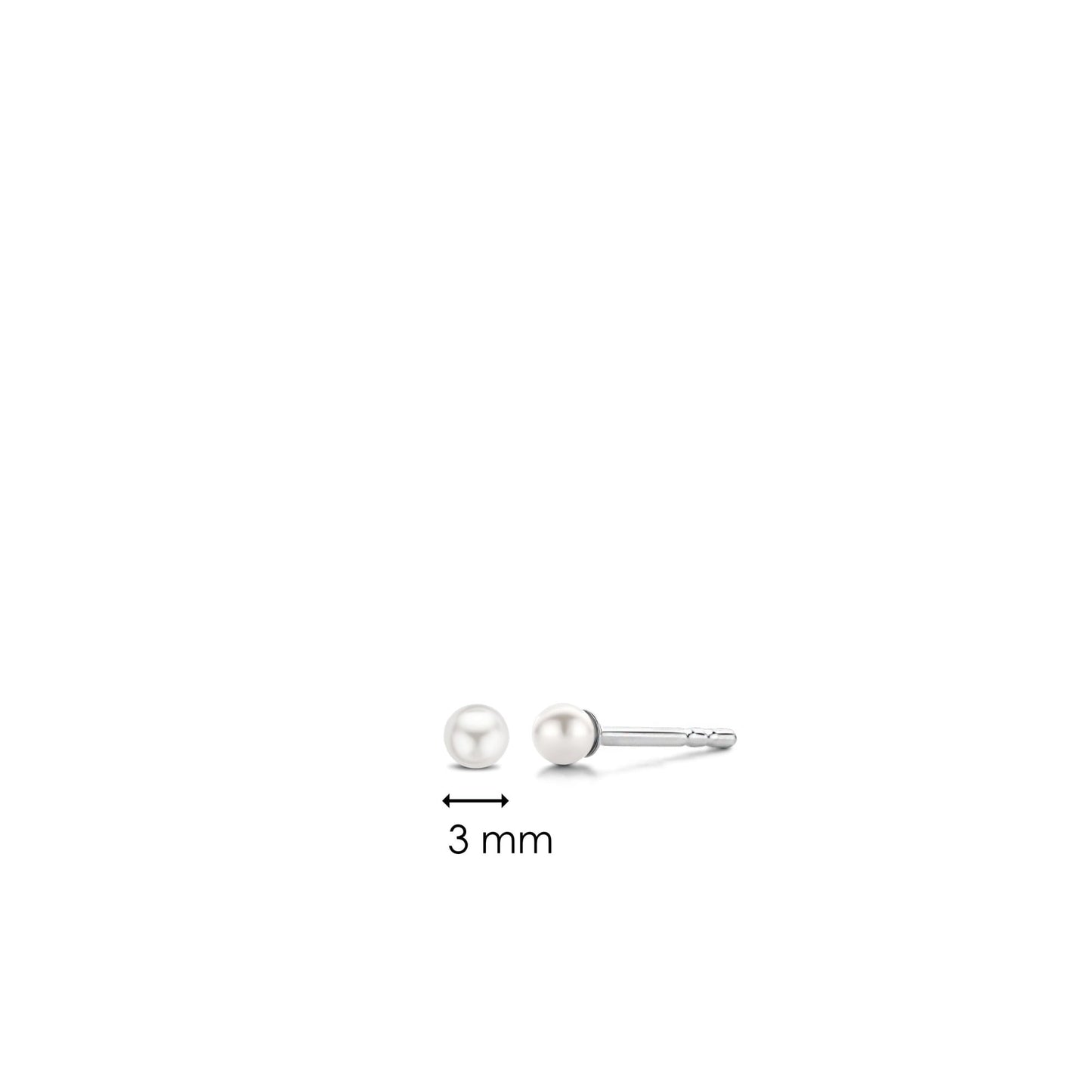 Sterling Silver Ladies Simulated Pearl Stud Earrings 7841PW