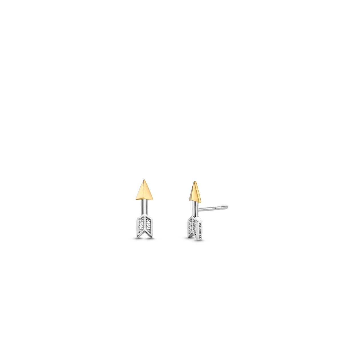 Sterling Silver Cubic Zirconia Ladies Arrow Stud Earrings 7820ZY