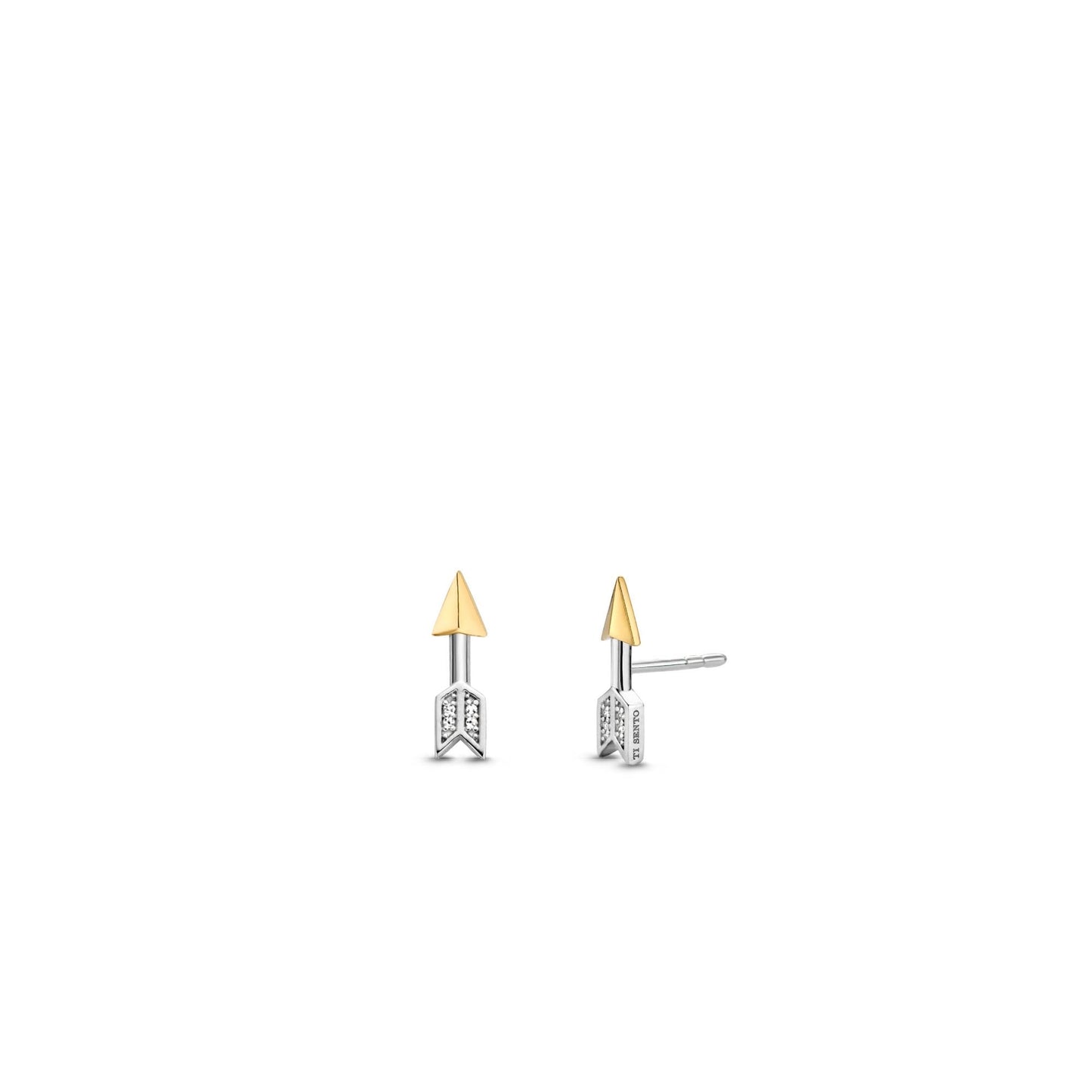 Sterling Silver Cubic Zirconia Ladies Arrow Stud Earrings 7820ZY