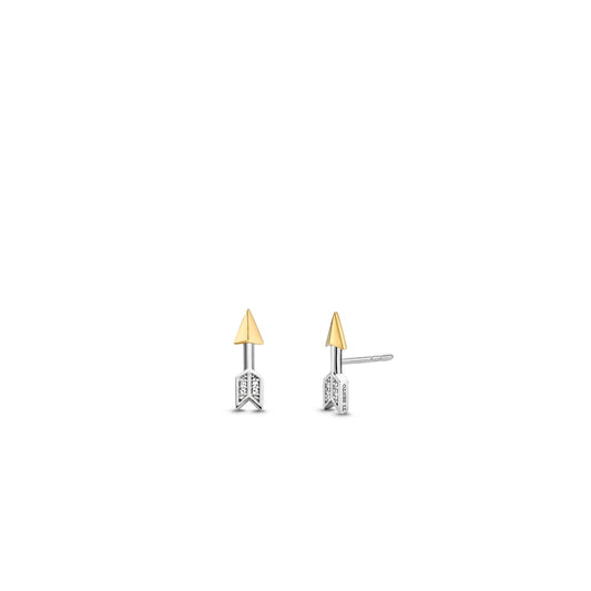 Sterling Silver Cubic Zirconia Ladies Arrow Stud Earrings 7820ZY