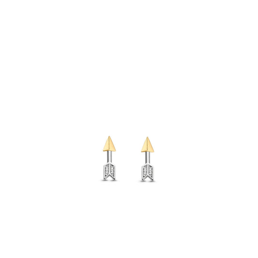 Sterling Silver Cubic Zirconia Ladies Arrow Stud Earrings 7820ZY