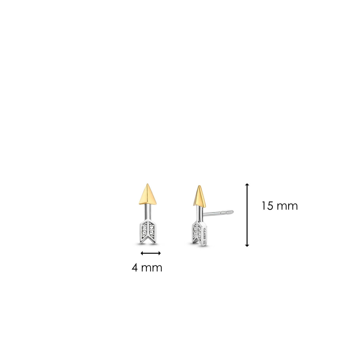 Sterling Silver Cubic Zirconia Ladies Arrow Stud Earrings 7820ZY