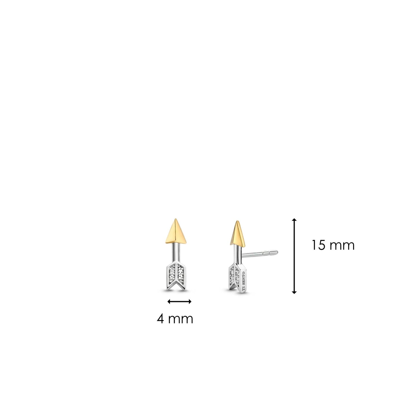 Sterling Silver Cubic Zirconia Ladies Arrow Stud Earrings 7820ZY