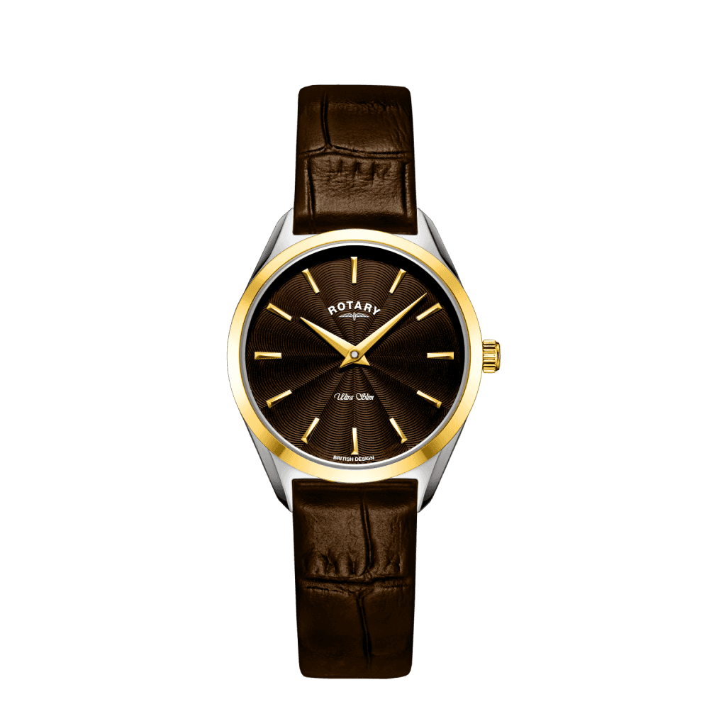 Ladies Two Tone Ultra Slim Watch on Leather Strap LS08011/49