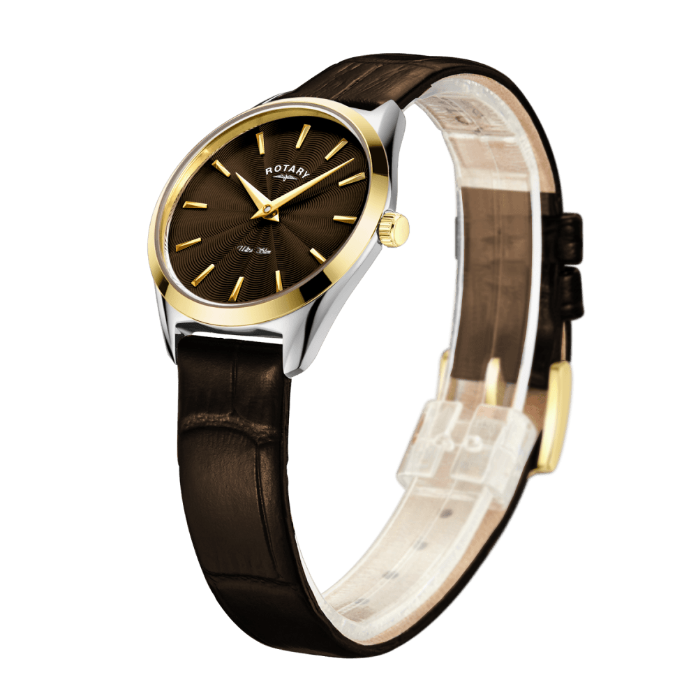Ladies Two Tone Ultra Slim Watch on Leather Strap LS08011/49