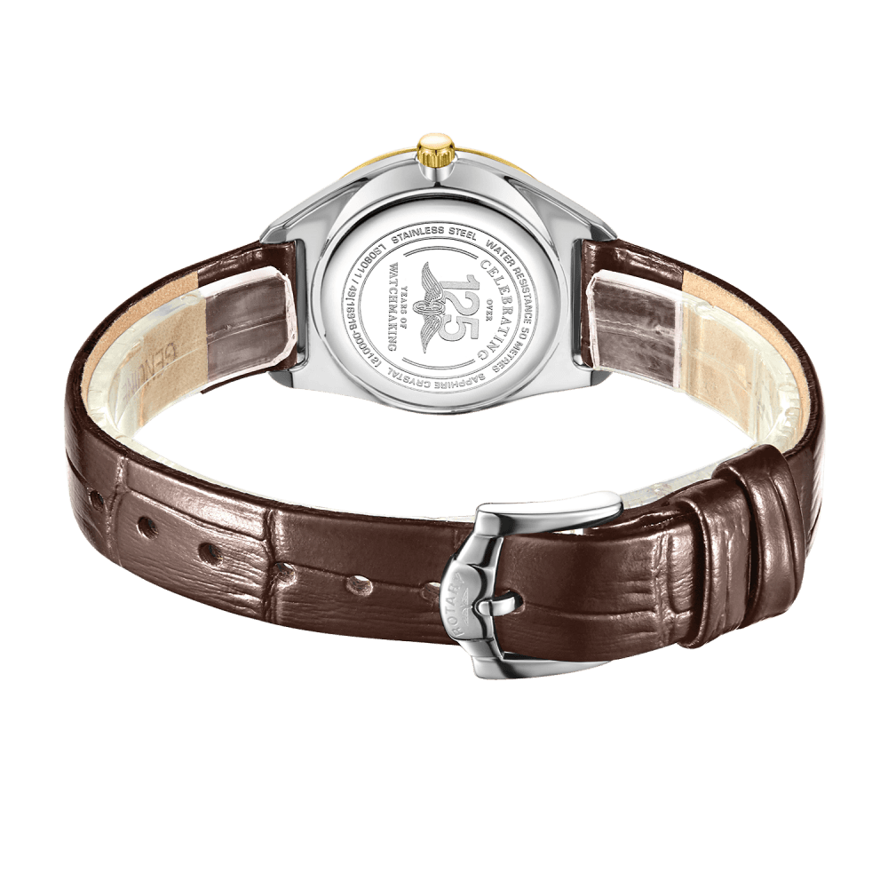 Ladies Two Tone Ultra Slim Watch on Leather Strap LS08011/49