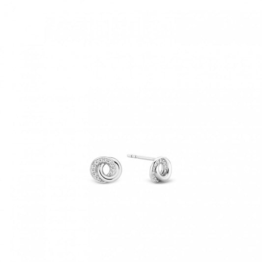 Sterling Silver Ladies Cubic Zirconia Knot Stud Earrings 7784ZI