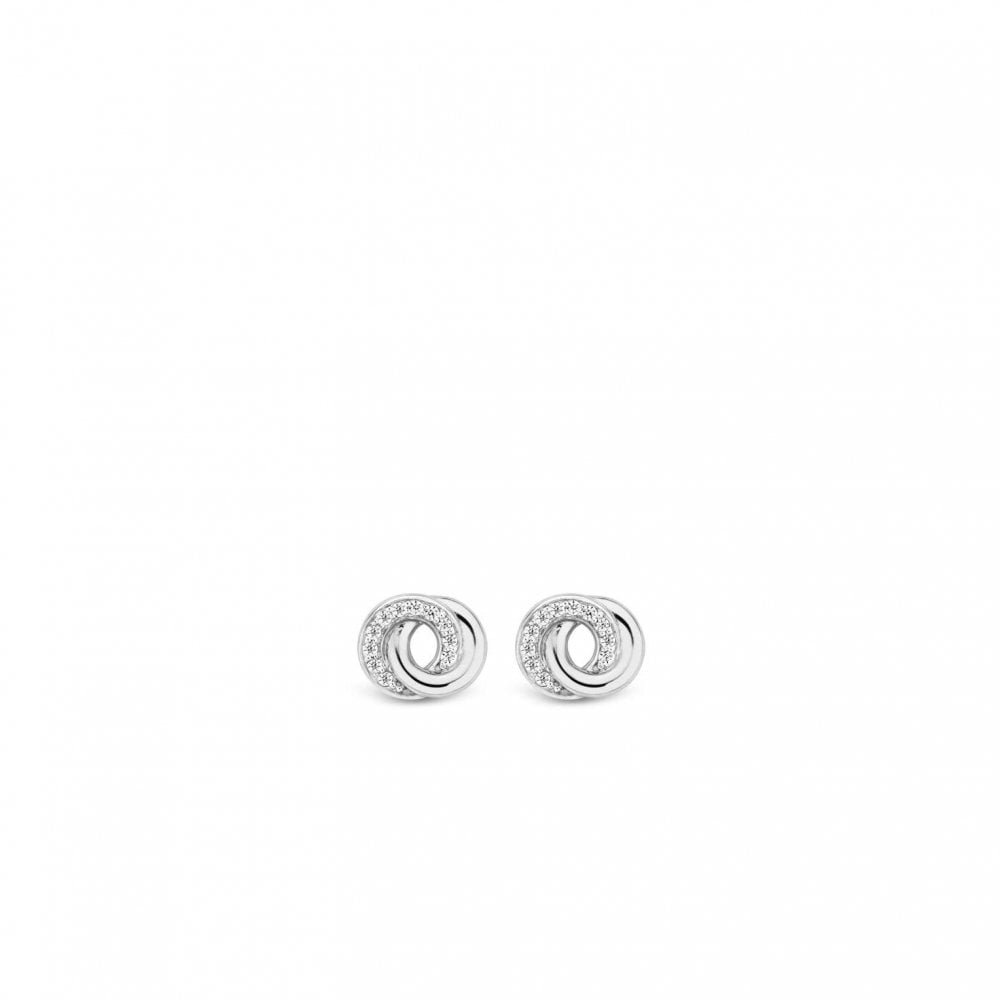 Sterling Silver Ladies Cubic Zirconia Knot Stud Earrings 7784ZI