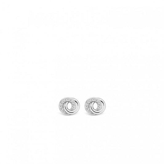 Sterling Silver Ladies Cubic Zirconia Knot Stud Earrings 7784ZI