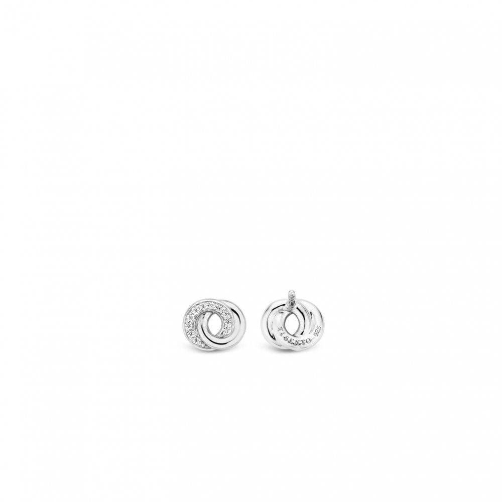 Sterling Silver Ladies Cubic Zirconia Knot Stud Earrings 7784ZI