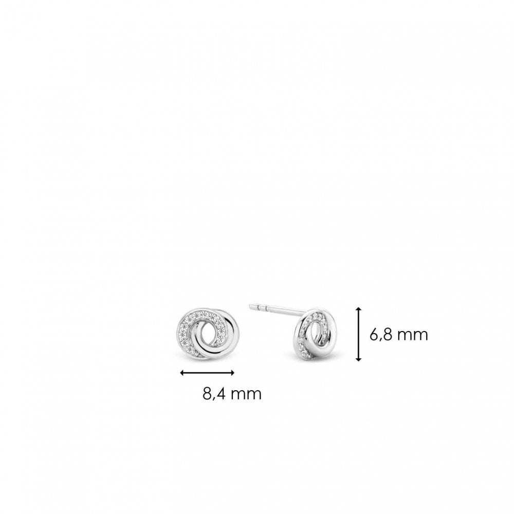 Sterling Silver Ladies Cubic Zirconia Knot Stud Earrings 7784ZI