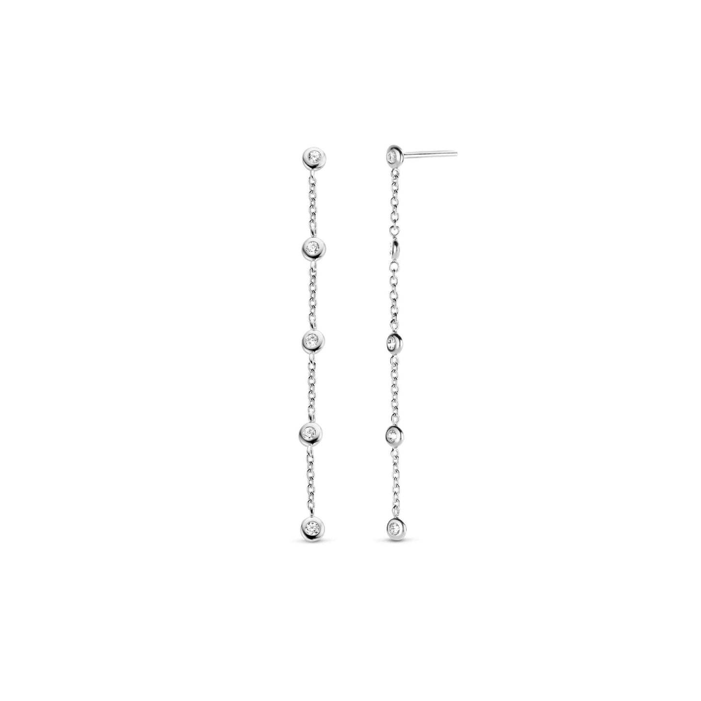 Sterling Silver Cubic Zirconia Ladies Drop Earrings 7869ZI