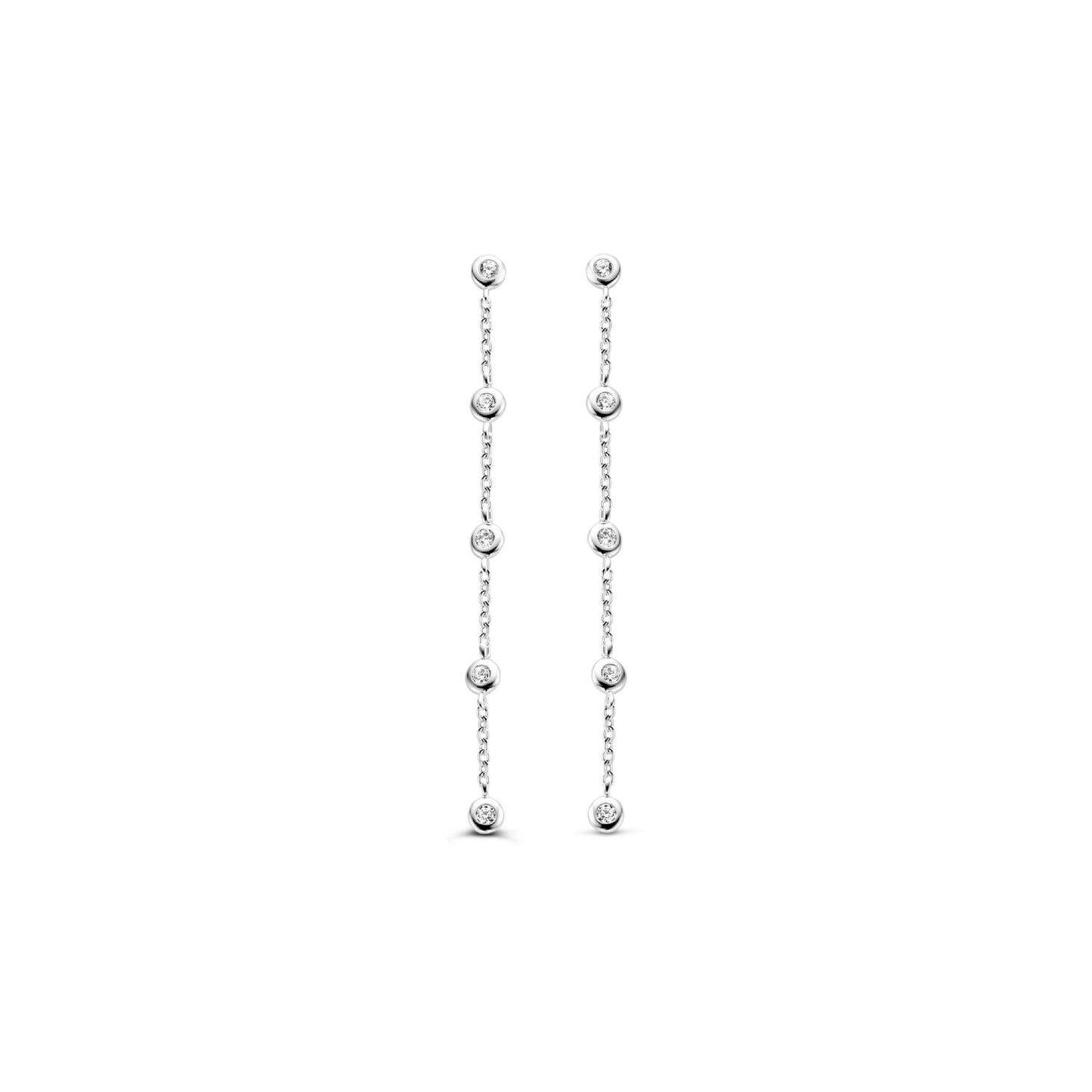 Sterling Silver Cubic Zirconia Ladies Drop Earrings 7869ZI