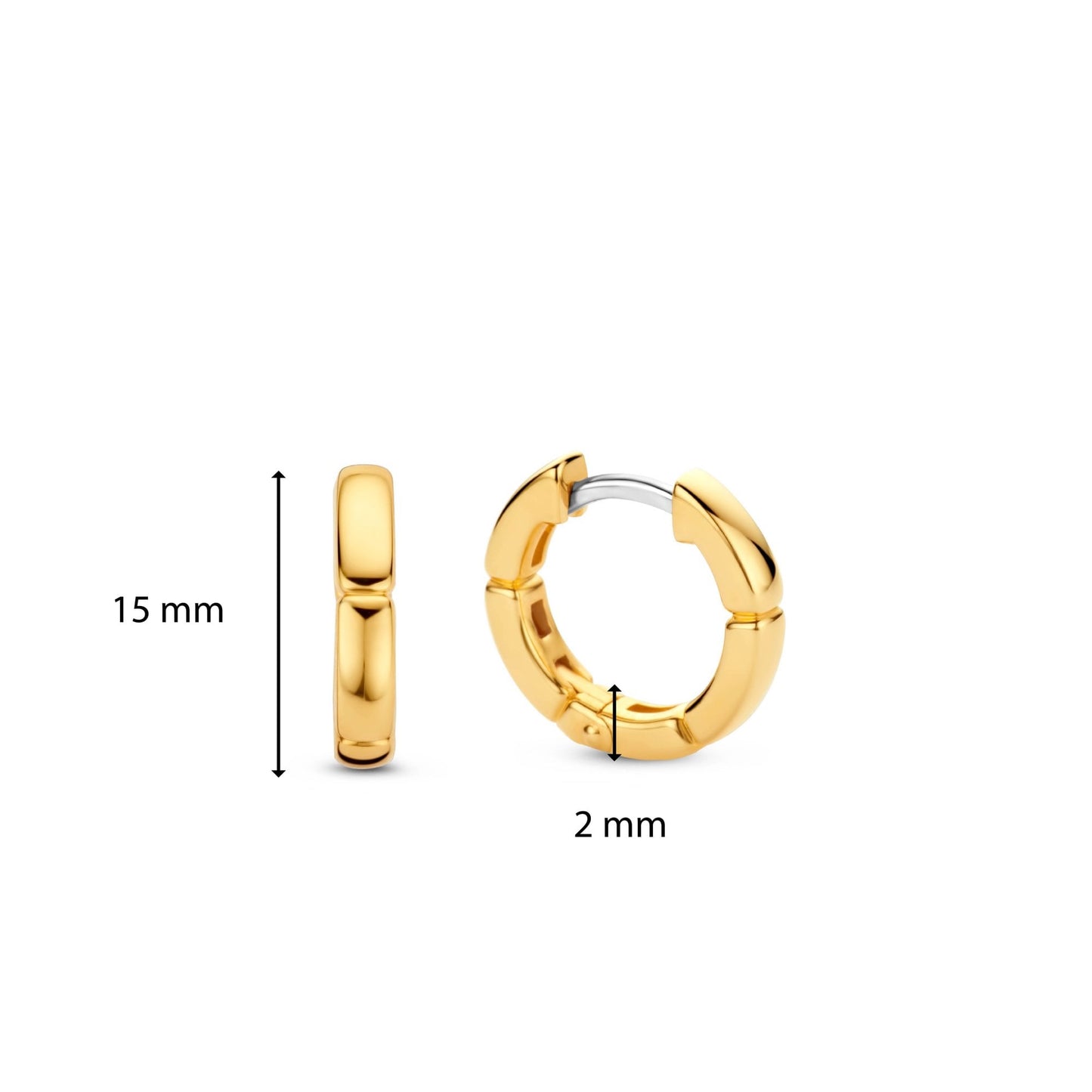 Sterling Silver Gold Finish Ladies Hoop Earrings 7889SY
