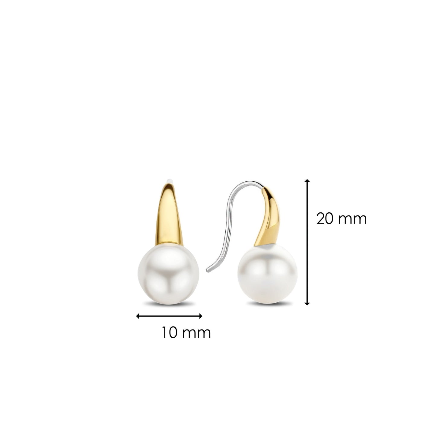 Sterling Silver Gold Finish Ladies Crystal Pearl Earrings 7849PW