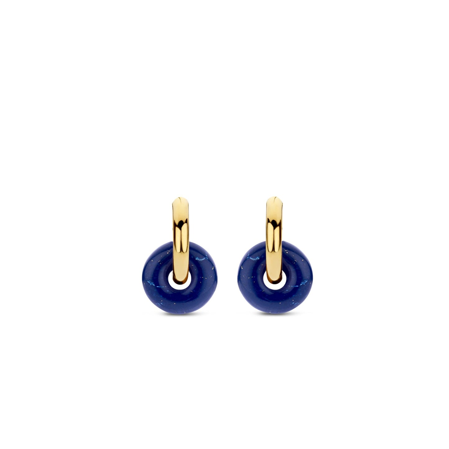 Sterling Silver Gold Finish Lapis Hoop Earrings 7855BL