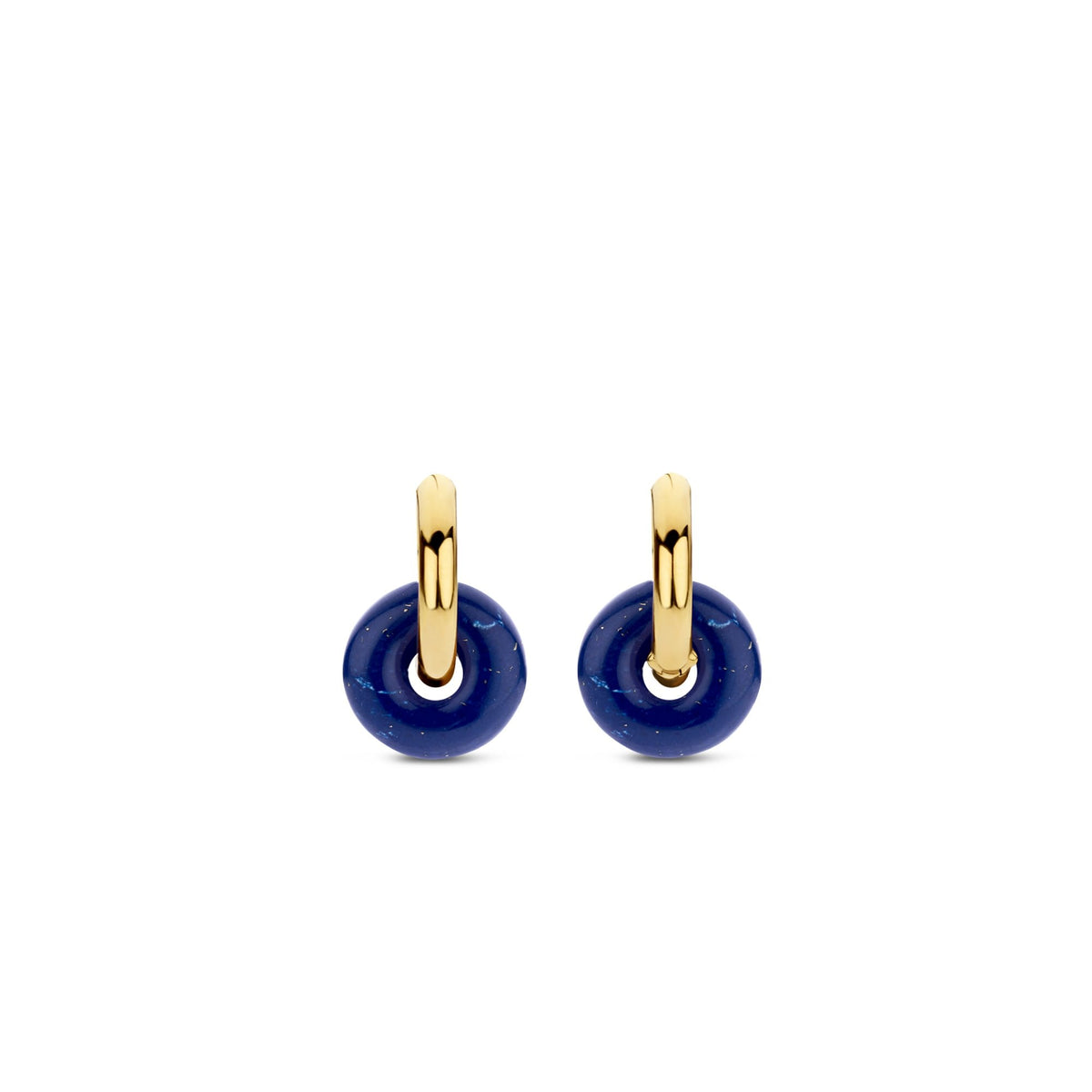Sterling Silver Gold Finish Lapis Hoop Earrings 7855BL