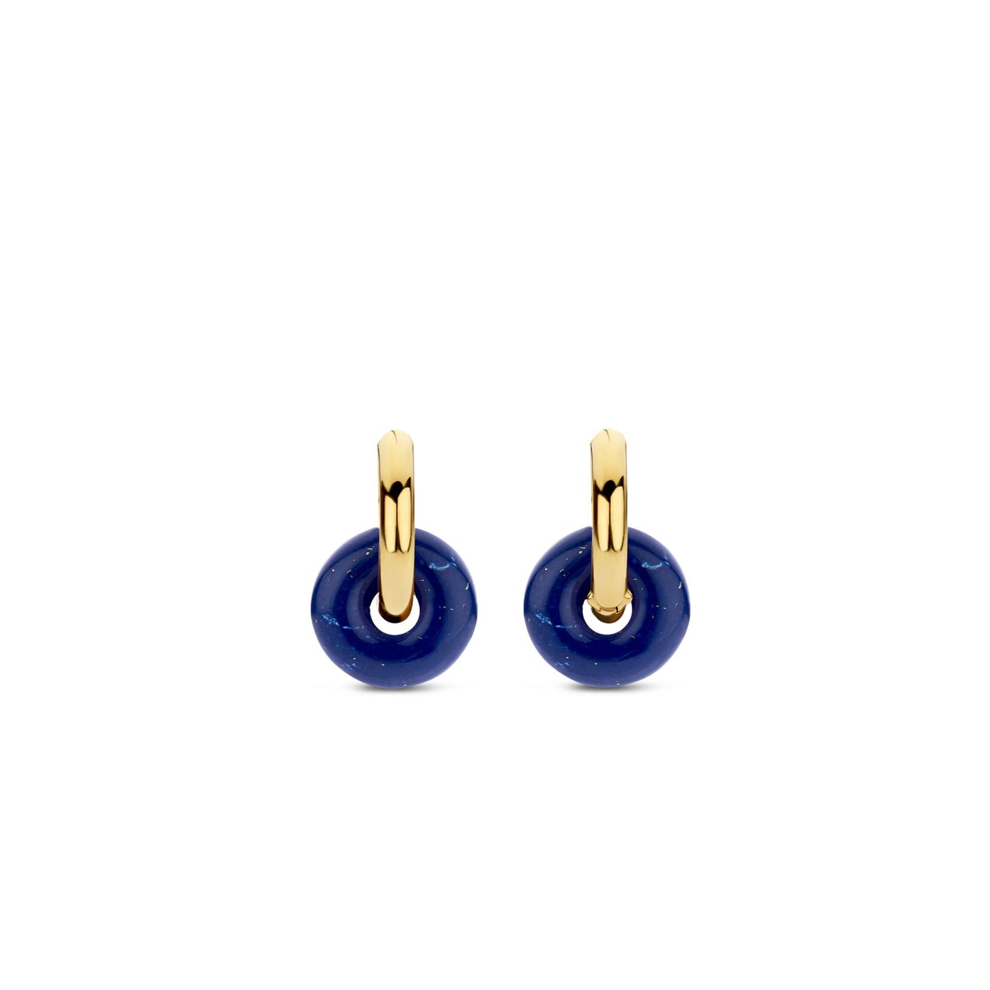 Sterling Silver Gold Finish Lapis Hoop Earrings 7855BL