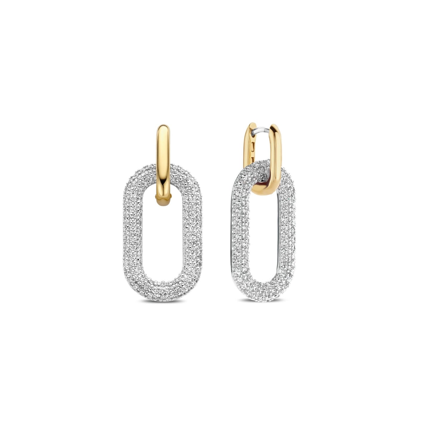 Sterling Silver Gold Finished Ladies CZ Drop Earrings 7844ZY