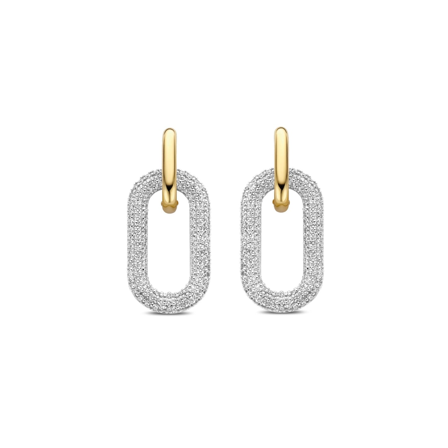 Sterling Silver Gold Finished Ladies CZ Drop Earrings 7844ZY