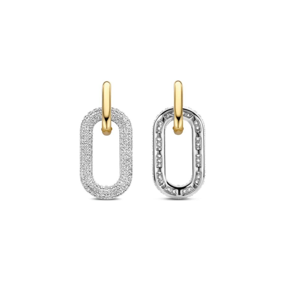 Sterling Silver Gold Finished Ladies CZ Drop Earrings 7844ZY